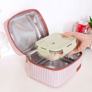 Sac isotherme en coton avec bandoulière amovible pour boîte bento, sac repas thermique, chauffe-plat - Product Image 2