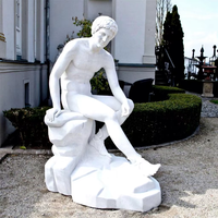 Statue en marbre sexy, statue érotique en marbre d'un garçon nu, taille réelle, sculpture de jardin en pierre, homme nu sculpté, sculpture de homme dormant