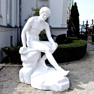 Estatua Erótica de Mármol, Estatua de Niño Desnudo de Tamaño Real, Escultura de Hombre Desnudo Dormido Tallada en Piedra para Jardín - Product Image 5