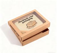 Boîte cadeau en papier kraft avec logo personnalisé, boîte d'emballage pour savon artisanal imprimée, boîte en papier écologique avec couvercle et fond, avec fenêtre