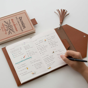 Carnet de notes de style coréen avec couverture en cuir, bloc-notes de bureau, couverture de livre pliable, couverture de rangement, ensemble de journal simple pour étudiants - Product Image 3
