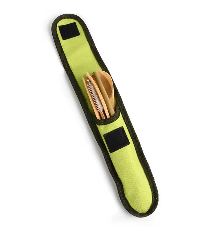 Peralatan Sendok Garpu Portabel Dapat Digunakan Kembali Berkelanjutan & Ramah Lingkungan Set Hadiah Logo Kustom Sendok Garpu Bambu Bepergian