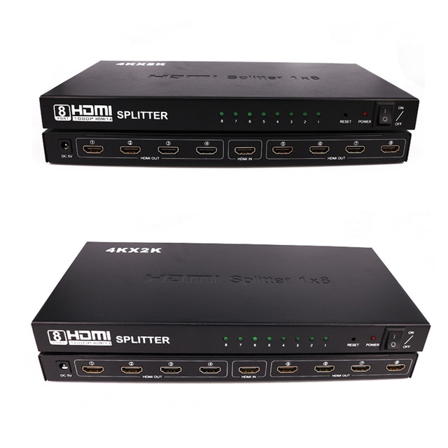 1x8 HDMI Splitter Full Ultra HD Supports 4k 2k 30 Hz Resolution