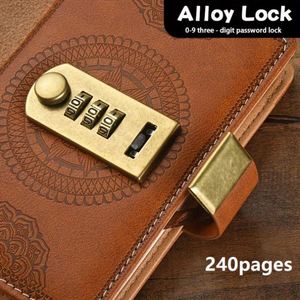 Diary Planner Organizer School Supplies Leather Hardcover Thermal Binding Vintage Password Lock A7 <b>Notebook</b> Wholesale - Product Image 3