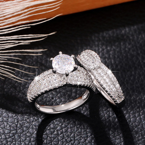 Shiny Engagement <b>Ring</b> Set for Women European Style Luxury Finger Jewelry Wedding Party Gift - Product Image 6