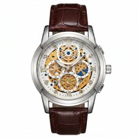 Montre Cassaro pour homme, automatique, squelette, quartz, bracelet en acier inoxydable, cadran 41 mm, affichage lumineux des aiguilles, tendance et élégante