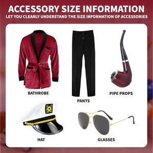 Disfraz de Hugh Hefner para Hombre, Túnica de Terciopelo, Sombrero, Gafas, Disfraz de Halloween para Adultos - Product Image 3