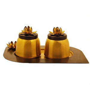 Tarro de metal para dulces con acabado dorado, decorativo para mesa, tarro de lujo para frutos secos, forma personalizada, nuevo dispensador de nueces de metal de diseño. - Product Image 1