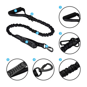 Laisse élastique anti-traction pour chien avec boucle coulissante, poignée en caoutchouc ondulé et mousse rembourrée pour grands chiens et chiens qui tirent - Product Image 3