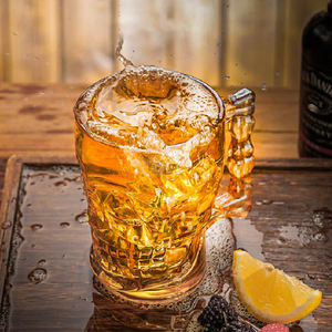 卸売りトレンドのスカルヘッド500ml鉛フリーガラス重壁ウイスキービールコーヒーグラスカップマグハンドル付き - Product Image 6