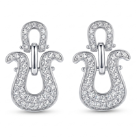 Boucles d'oreilles clous fer à cheval dorées et argentées pour femmes, bijoux d'oreille en cristal pavé, collection d'accessoires de mode en gros