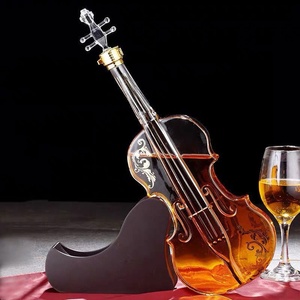 Bouteille de verre vide en forme de violon ou de guitare de 750 ml, personnalisable avec logo et décoration, pour vodka, brandy, <span class=keywords><strong>tequila</strong></span> - Product Image 3