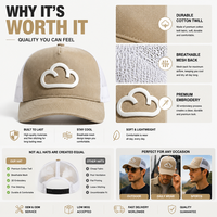 5 Gorras Trucker Vintage Lavadas Lisas con Efecto Desgastado para Hombre y Mujer (5 Colores) Poliéster/Algodón con Hebilla Metálica