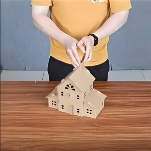 Kit de modèle de maison 3D en carton écologique personnalisé, bricolage, artisanat éducatif pour enfants, peinture, assemblage, petite maison créative - Product Image 6