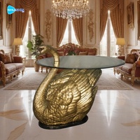 Sculpture de Cygne en Bronze Coulée Moderne de Luxe, Base de Table Basse, Table à Thé Artistique en Laiton pour Villa, Salon, Décoration d'Hôtel
