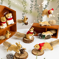 Ensemble d'ornements de Noël réaliste en forme d'écureuil, figurine animale floquée pour la décoration de l'arbre de Noël, cadeau mignon pour la décoration de la maison pendant les fêtes