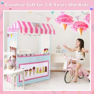 Carretto Gelati Colorato per Bambini - Negozio Portatile a Singolo Livello e Set di 3 Pezzi di Cibo Finto - Product Image 6