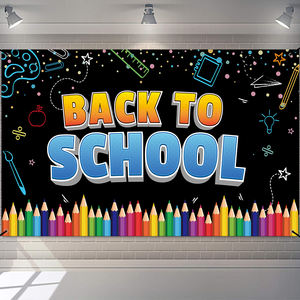 Maternelle retour à l'école toile <span class=keywords><strong>de</strong></span> <span class=keywords><strong>fond</strong></span> bannière venir premier jour <span class=keywords><strong>de</strong></span> l'école photographie <span class=keywords><strong>fond</strong></span> enfants classe fête décor fournitures - Product Image 1