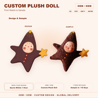 Peluche personnalisée en forme d'étoile, marron, avec visage brodé, mini, objet de collection, cadeau pour fans, vente en gros