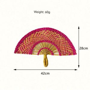 Ventilador de mano de paja tejida en oferta, abanico decorativo de junco marino natural para pared, sala de estar, porche, fondo o como colgante. - Product Image 3