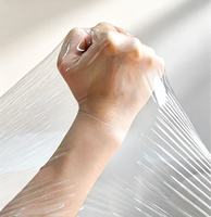 Rouleau de film alimentaire en PVC transparent brillant avec logo personnalisé imprimé, 300 m, film étirable de qualité alimentaire pour la pâtisserie, film souple et frais à prix abordable