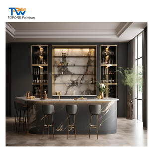 Soporte de mostrador de piedra de mármol personalizado, gabinete de bar de vino, luces de bruja, Mostrador de Bar LED, club nocturno, restaurante, Mostrador de bar - Product Image 1