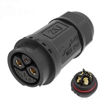 Adaptateur d'alimentation M25/M23 à verrouillage automatique mâle/femelle DC LEDPanel 2+1+5 Stockage d'énergie Étanche IP67 Connecteur en alliage de cuivre Contacts 50A