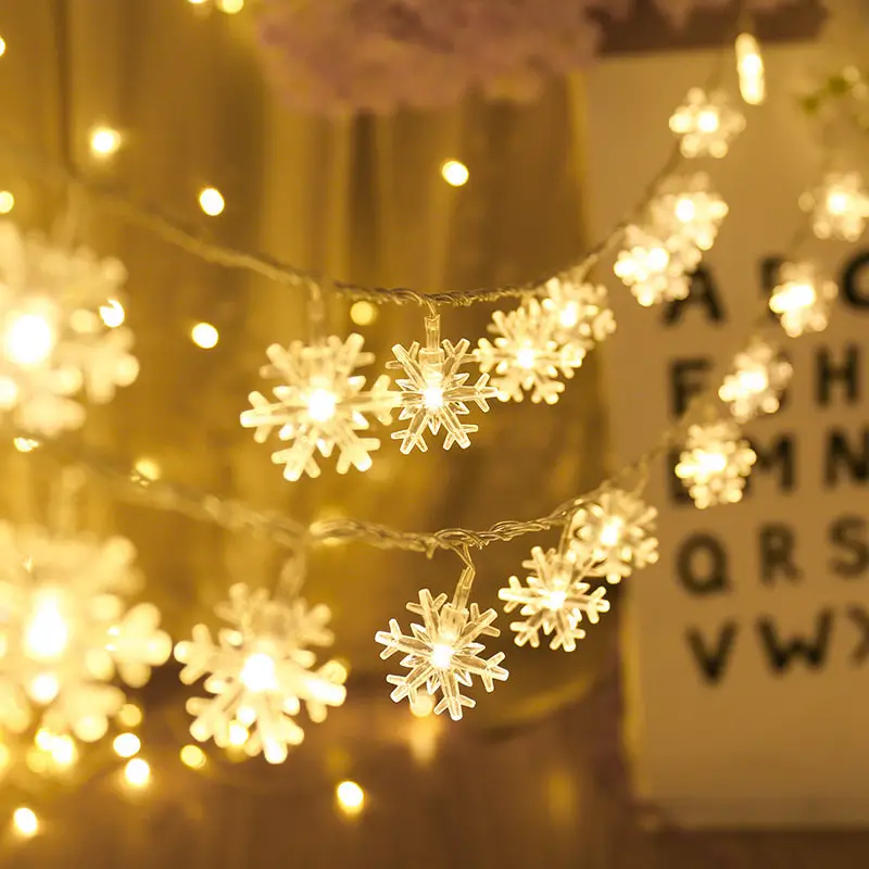 Slingers Licht String Sprookjesachtige Kerst Lamp Batterij Warm Wit Led Sneeuwvlok Lamp