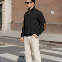 Pull en tricot jacquard uni tendance pour homme, style européen et américain, collection automne/hiver, en polyester, chaud et texturé, décontracté