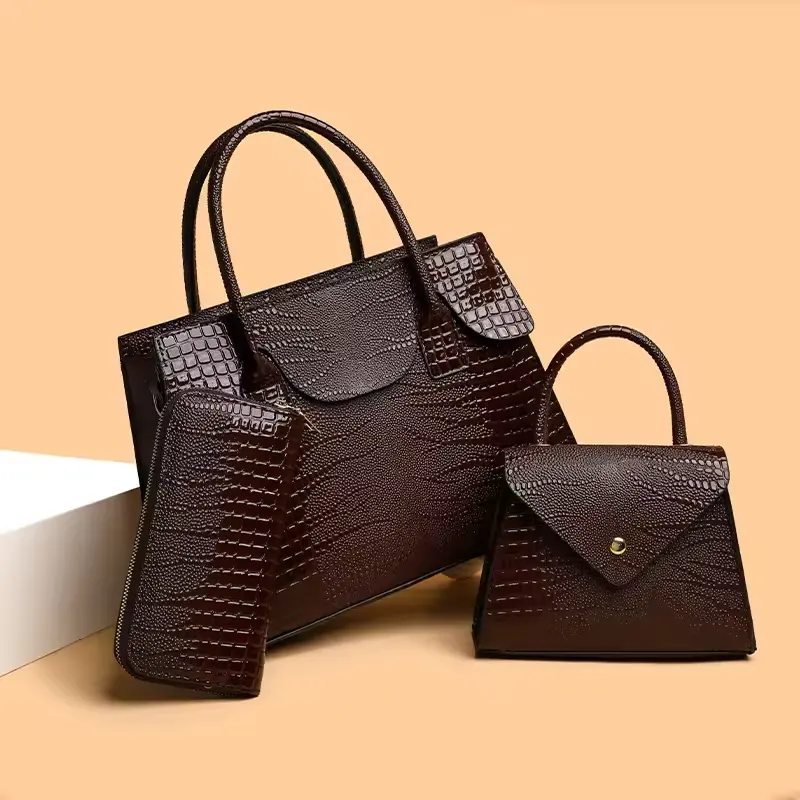 WESTAL Kunstleder Damenhandtaschen 3-teiliges Handtaschen-Set Damen-Schultertasche Kupplung Geldbörse und Handtasche Damenhandtaschen-Set