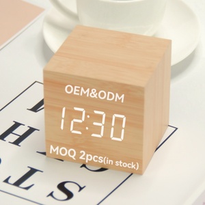 Tùy Chỉnh Thiết Kế Phong Cách Tối Giản Phụ Kiện Duy Nhất Brandable Bàn Giường Mới Lạ Cube Gỗ Làm Cạnh Giường Ngủ Kỹ Thuật Số Máy Tính Để Bàn Đồng Hồ Báo Thức - Product Image 1