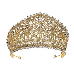 Joias acessórios para cabelo de noiva casamento coroa de ouro cocar rainha princesa tiara