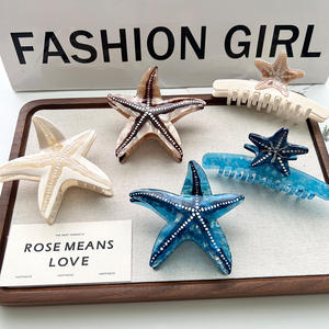 エレガントなレトロクラシックアセテートヘアクリップ、海洋生物ヒトデデザイン、高品質レディースクリップ - Product Image 2