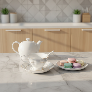 Elegant Fine Bone China Ceramic Tea Cup and Saucer <b>Set</b> with Eco-Friendly Design for Afternoon Tea and Arabic Turkish Coffee - Product Image 3