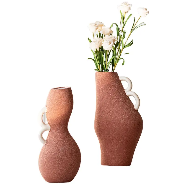 Minimalist home decoration rustic style flower vase interior art ornament bud ceramic vases for decor