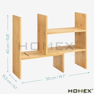 Support de bibliothèque extensible à <span class=keywords><strong>2</strong></span> niveaux Porte-<span class=keywords><strong>livre</strong></span> en bambou Organisateur de table de bureau simple pour livres - Product Image 4