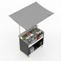 Stasiun Bar Mobile Komersial, Meja Bar Modular dengan Icewell, Meja Koktail Mobile Outdoor, Meja Bar Kafe dari Stainless Steel