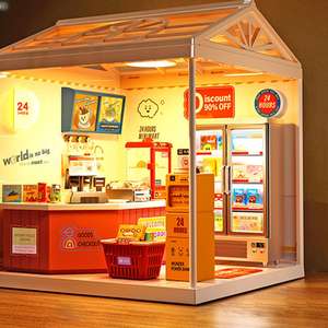 Simulation de scène jouets intelligents modèle de ville légère dépanneur comptoir de caisse maison de poupée meubles scène bricolage - Product Image 4