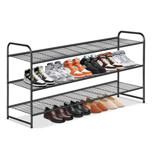 Metal Long Shoe Rack for Closet Shoe Organizer for Entryway Wide Stackable Shoe Storage <b>Shelf</b> With Sturdy <b>Wire</b> Grid for Closet - Product Image 1