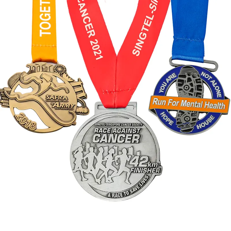 Medalla de Metal personalizada para ciclismo, medalla de campeonato deportivo de bádminton, medalla de oro 3D con cinta