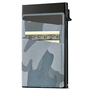 Mới nhất nóng bán Slim RFID chặn tự động Pop Up công suất lớn một ngón tay truy cập Hợp kim nhôm chủ thẻ với tiền mặt tiền xu - Product Image 3