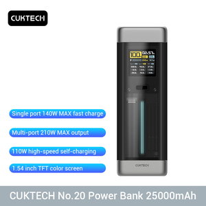 <span class=keywords><strong>Cargador</strong></span> Portátil CUKTECH No.20 de 25000mAh P23 con Salida de 210W, 3 Puertos, USB <span class=keywords><strong>C</strong></span> de 140W para Teléfono - Product Image 1