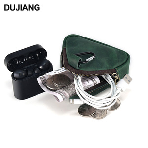 Dujiang Unisex Cowhide Coin <b>Purse</b> Mini With Zipper Compact Key Pouch Solid Color Everyday Use - Product Image 3