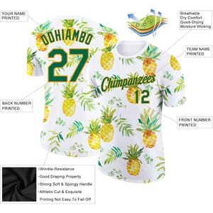 Custom Baseball Jersey Personalized Name Number Pineapple Print Unisex Adult Sports Fan Wear Breathable Crew Neck Sublimated - Product Image 3