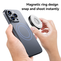 Tripod Mini Ring Light Magnetik dengan 4 Penyangga Ponsel, Suhu Warna Dapat Diatur, Desain Lipat, Plastik, untuk Siaran Langsung