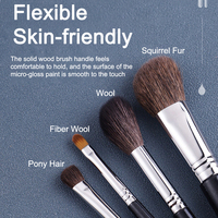 Marque privée personnalisée, ensemble de pinceaux de maquillage professionnels en poils naturels noirs simples pour les fabricants, outil de pinceaux de maquillage doux