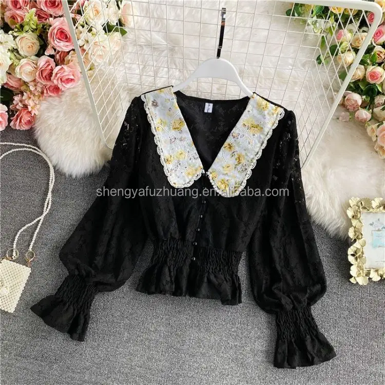 Hollow out shirt elegant office women's shirt factory wholesale