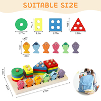 Juguetes Montessori para Niños Pequeños, Bloques de Madera para Clasificar y Apilar, Juguetes de Aprendizaje Temprano Preescolar, Reconocimiento de Colores, Clasificador de Formas, Rompecabezas