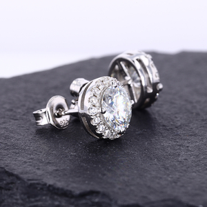 Starsgem Hot Sale 0.5ct Round And Halo Lab Diamond Earrings Fashion Design Lab Diamond 925 <b>Silver</b> <b>Stud</b> Earrings - Product Image 2