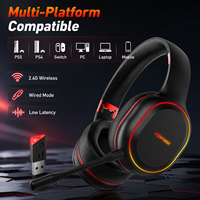 Casque de jeu sans fil KOFIRE 2.4G à très faible latence, RGB, suppression active du bruit, double mode filaire pour PS5, PC, Switch, Xbox